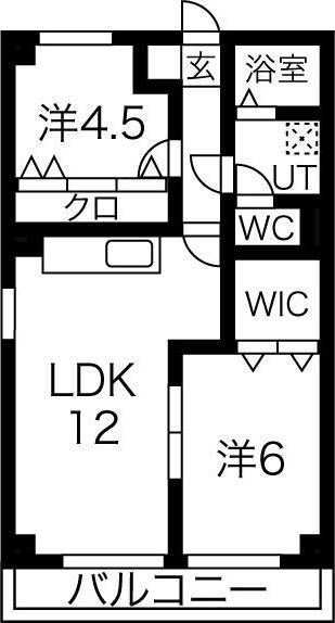 西脇ビル(2LDK/6階)の間取り写真