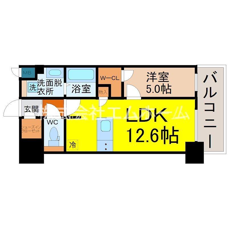 SーRESIDENCE亀島駅前BLAZE(1LDK/5階)の間取り写真