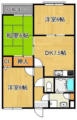 フローラ真菅(3DK/2階)の間取り写真