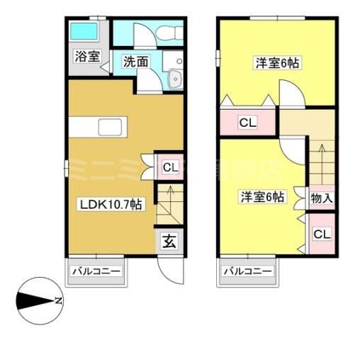 フルハウス(2LDK/1階)の間取り写真