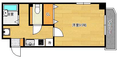 クロワール京橋(1K/9階)の間取り写真