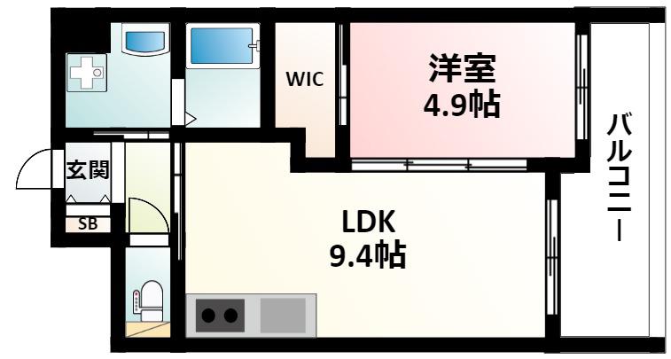 ノルデンハイム江坂II(1LDK/9階)の間取り写真
