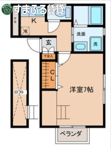 プライムハウス(1K/2階)の間取り写真