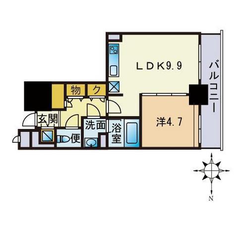 アルフォート天神(1LDK/6階)の間取り写真