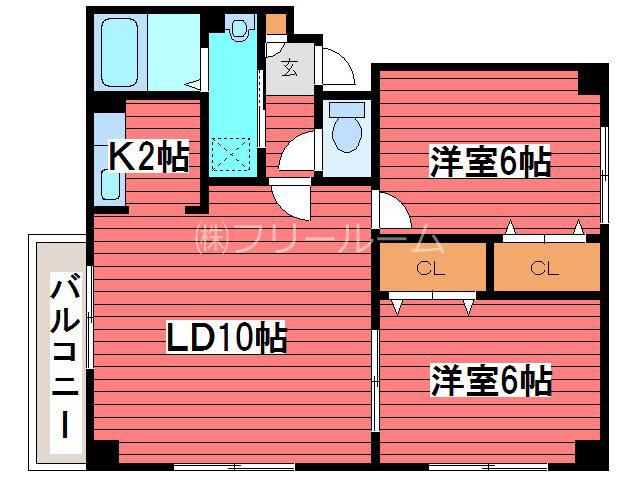 レジデンス月寒(2LDK/2階)の間取り写真