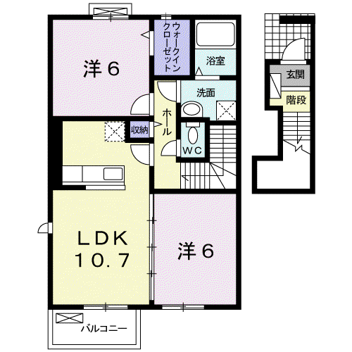 アヴニールVII(2LDK/2階)の間取り写真