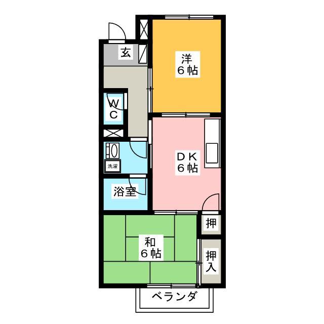 エスポワール大井 B棟(2DK/1階)の間取り写真
