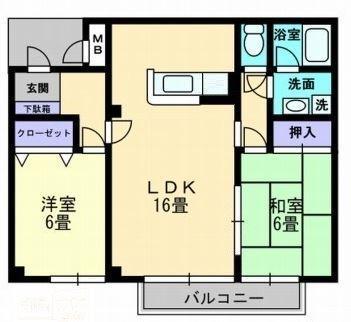 アグレストS(2LDK/1階)の間取り写真