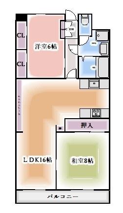 OS・SKYレスカール大久手(2LDK/4階)の間取り写真