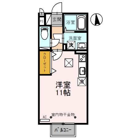 すまいる おおまち(ワンルーム/1階)の間取り写真