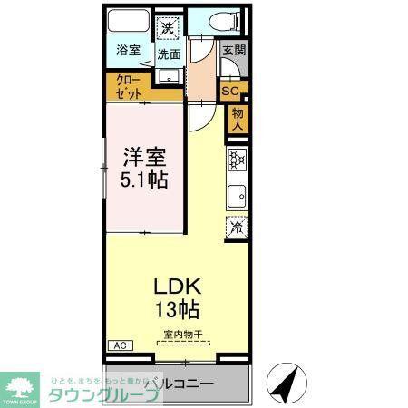 汐見丘PJ(1LDK/3階)の間取り写真