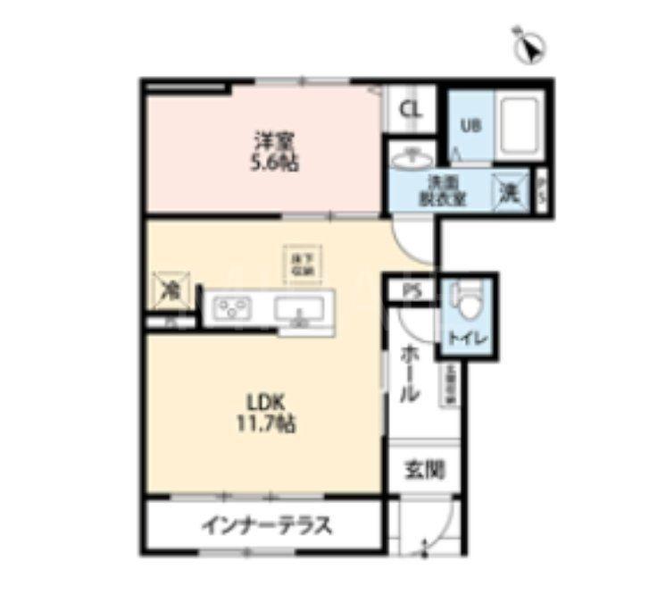 リーブルファイン相模原中央区中央(1LDK/1階)の間取り写真