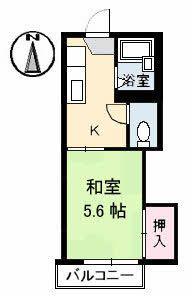 コーポKII(1K/2階)の間取り写真