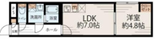 フラット富久町(1LDK/1階)の間取り写真