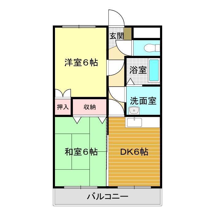 稗田アカマツハイツ(2DK/3階)の間取り写真