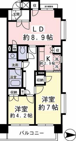 ダイナシティ府中(2LDK/7階)の間取り写真