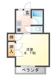 メビウス南昭和(1DK/3階)の間取り写真
