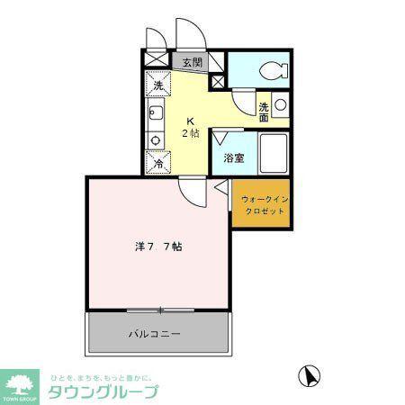 ルミエール12(1K/2階)の間取り写真