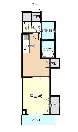 タークビル(1DK/3階)の間取り写真