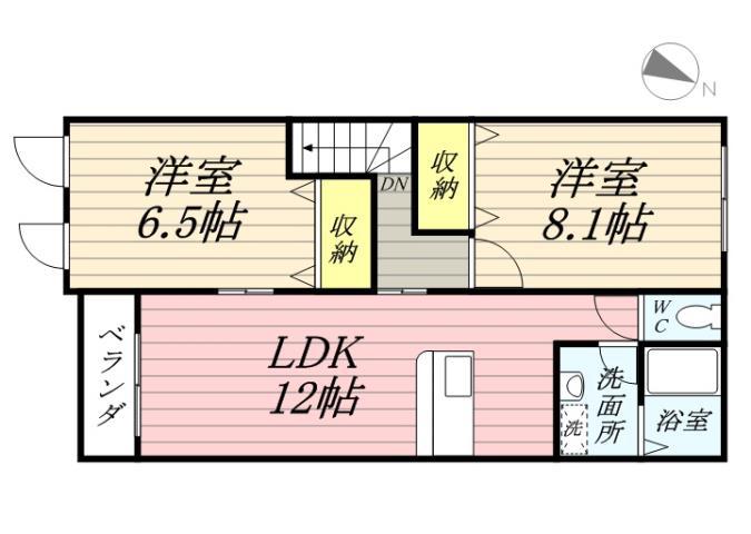 セレーノ藤澤(2LDK/2階)の間取り写真