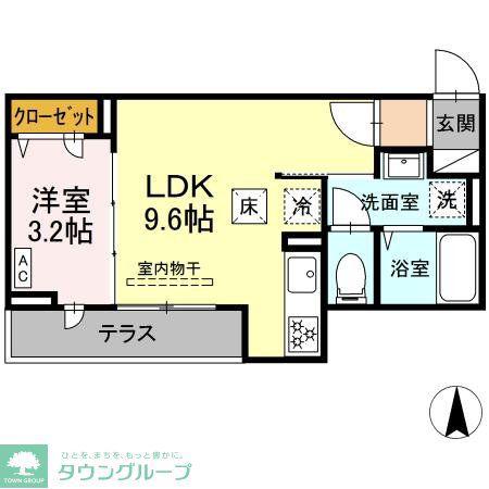 グラナーデ扇I D(1LDK/1階)の間取り写真