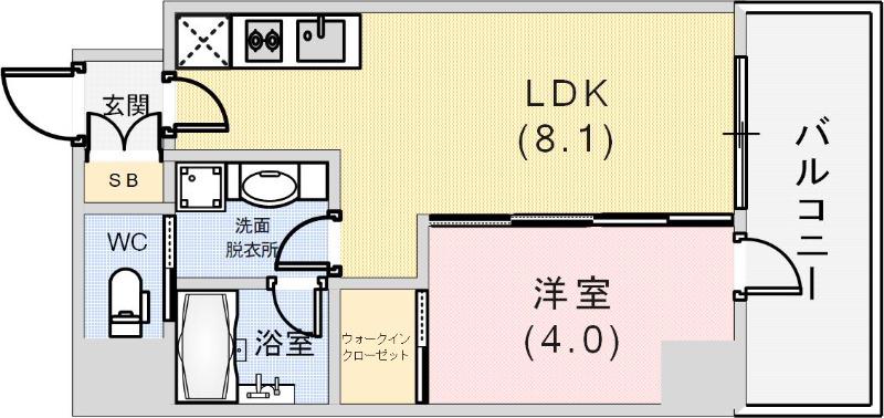 ブエナビスタ神戸駅前(1LDK/8階)の間取り写真