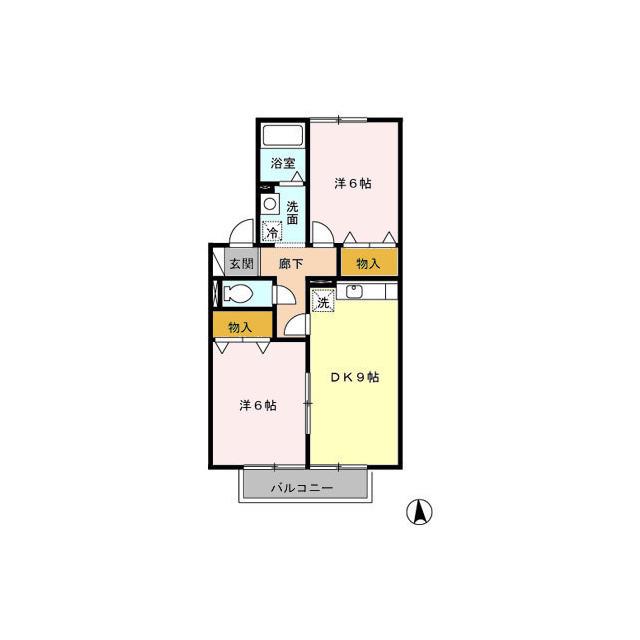 D-ROOM クレール上今井(2DK/1階)の間取り写真