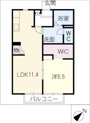 フレグランス広畑 B棟(1LDK/1階)の間取り写真
