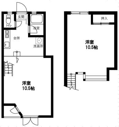 長嶺第3ありえす(2K/2階)の間取り写真