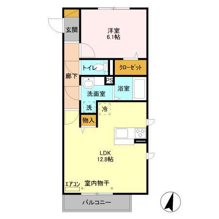 クレアI(1LDK/1階)の間取り写真