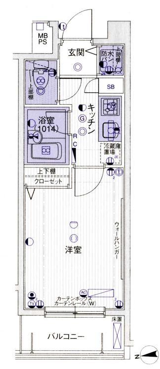 パークウェル高輪(1K/6階)の間取り写真
