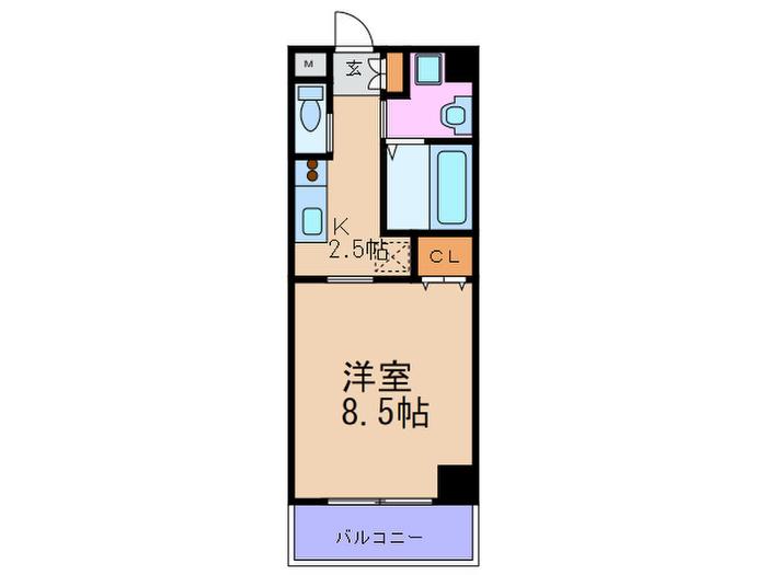 リズフラット(1K/4階)の間取り写真