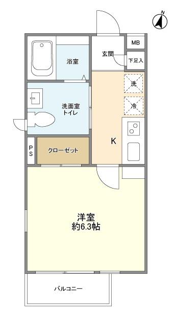 アクシス船橋(1K/3階)の間取り写真