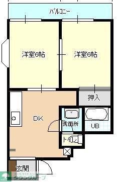 ニュー小谷レジデンスI(2DK/2階)の間取り写真