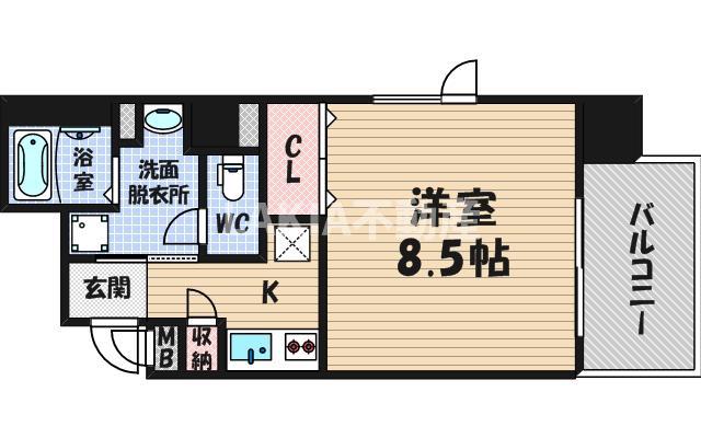 ルクレ西長堀(1K/7階)の間取り写真