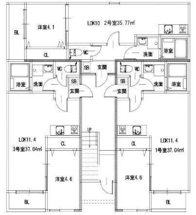 MUGINO BASE(1LDK/1階)の間取り写真