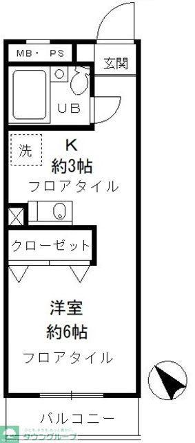 昭島コートエレガンスE(1K/1階)の間取り写真