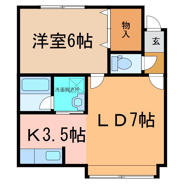 ラ・ポレール啓北(1LDK/2階)の間取り写真