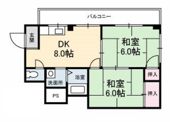 塩村ビル(2DK/4階)の間取り写真
