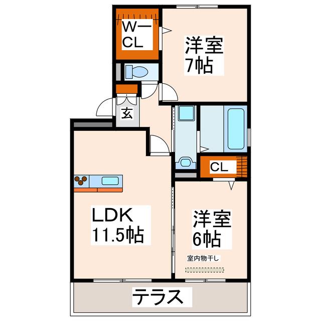 ソレイユ エトワール(2LDK/1階)の間取り写真