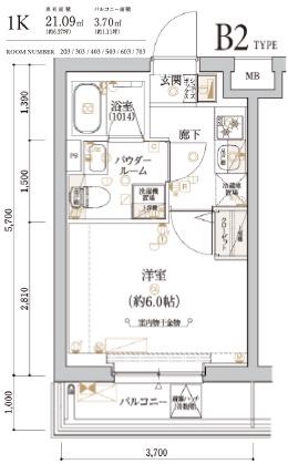 ECREDE横濱吉野町(1K/5階)の間取り写真
