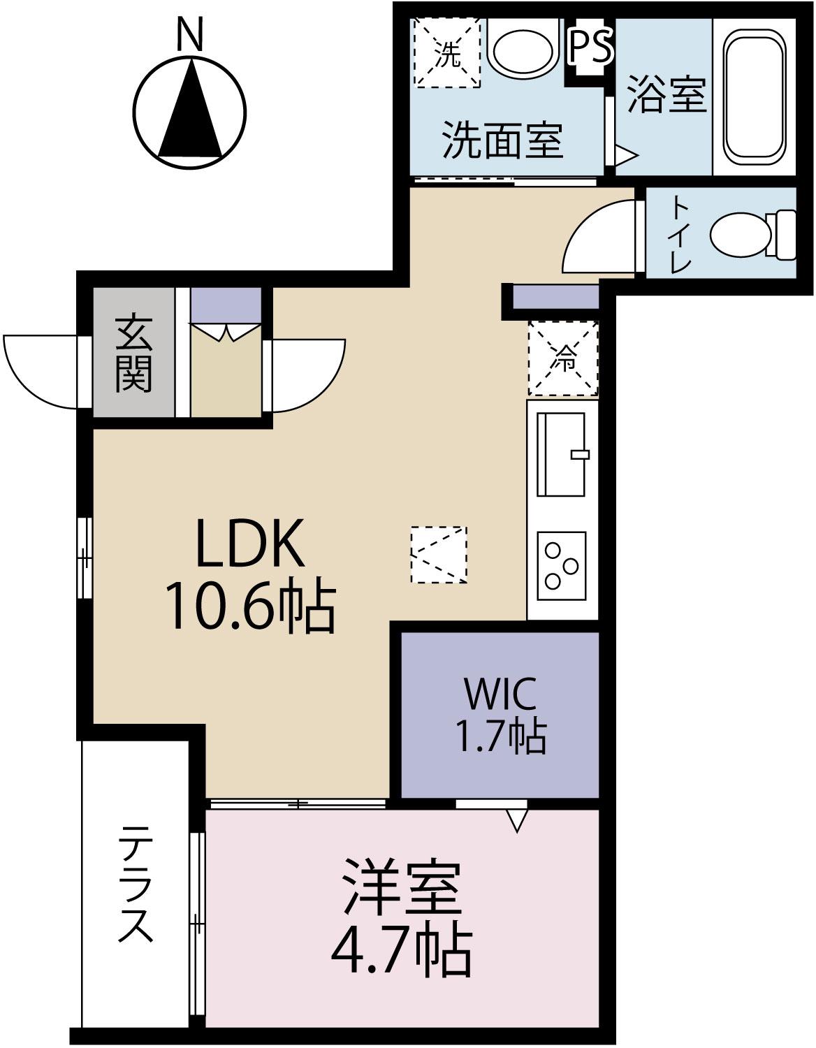 CREST高田馬場(1LDK/1階)の間取り写真