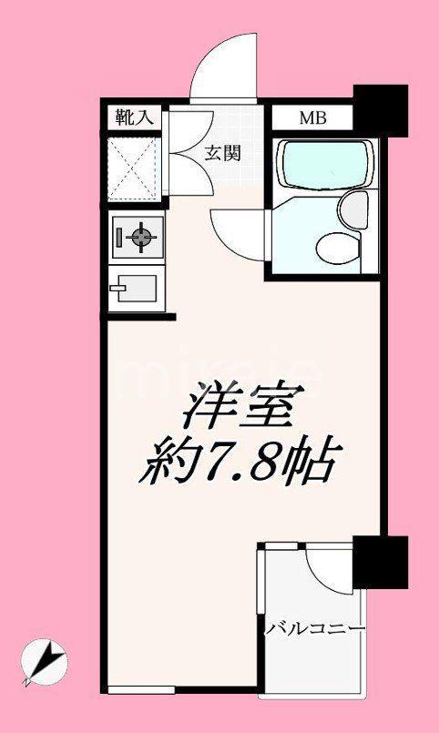 パシフィックパレス赤坂(ワンルーム/4階)の間取り写真