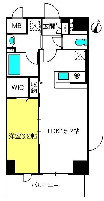 ルーツ新都心(1LDK/1階)の間取り写真