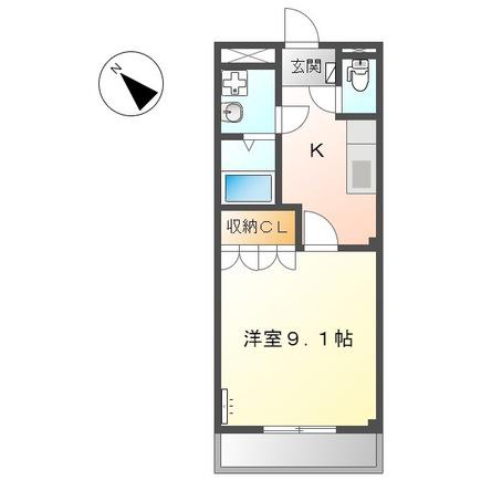 アルシオン田戸(1K/2階)の間取り写真