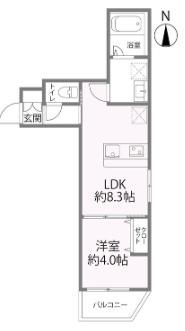 SIERRA深江南(1LDK/2階)の間取り写真