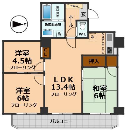 エイティフォーはまだ山(3LDK/2階)の間取り写真