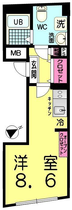 CROSS GRAY町屋(ワンルーム/4階)の間取り写真