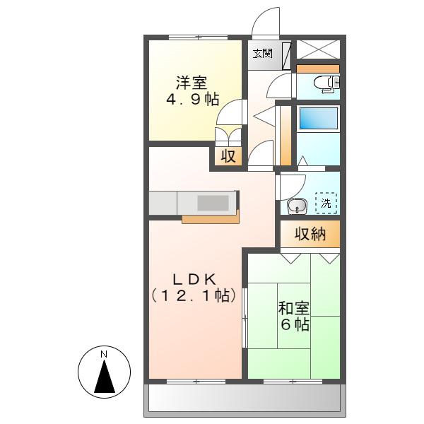 オレンジペコー(2LDK/1階)の間取り写真