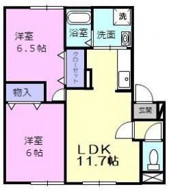 プレミールG館(2LDK/2階)の間取り写真